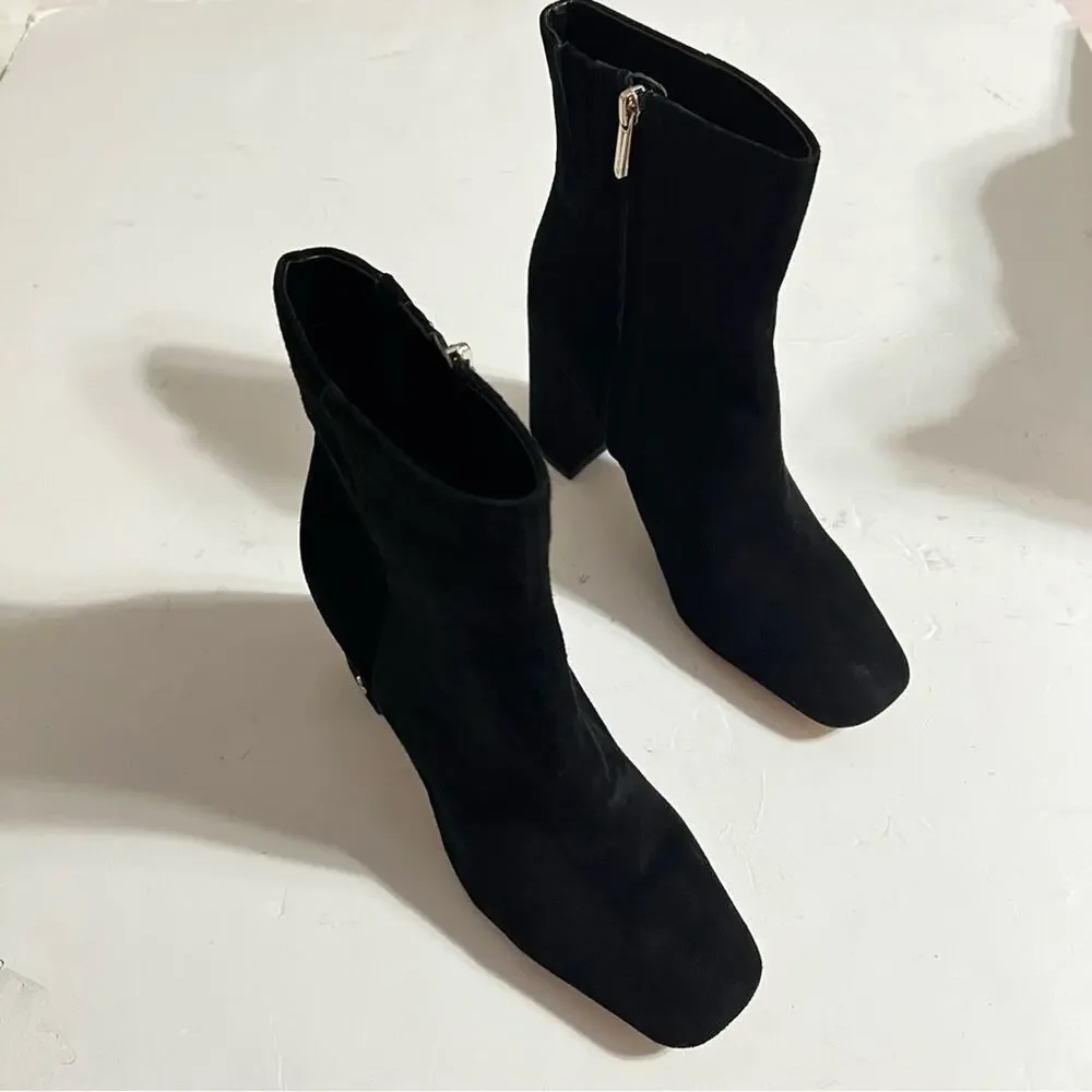 Sam Edelman Black Suede Codie Square Toe Bootie